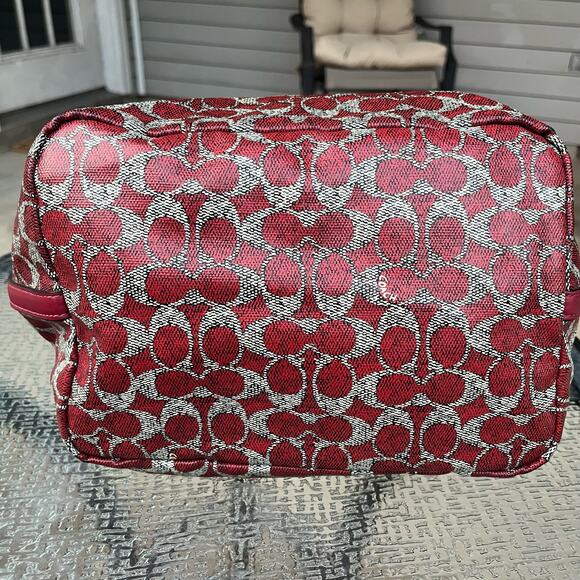 Coach Taxi Signature Red Coated Canvas Top Handles Tote With Matching Wallet - Picture 6 of 12